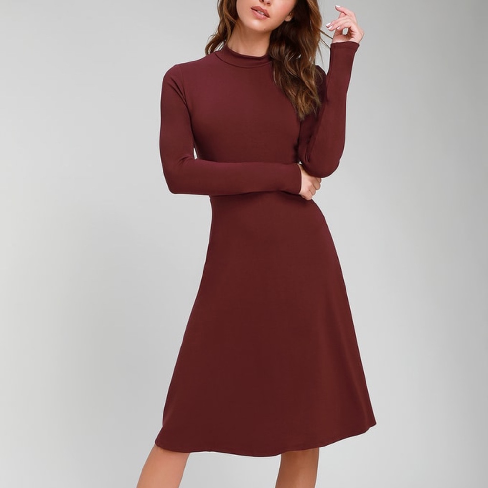 Burgundy Long Sleeve Dress from Lulus